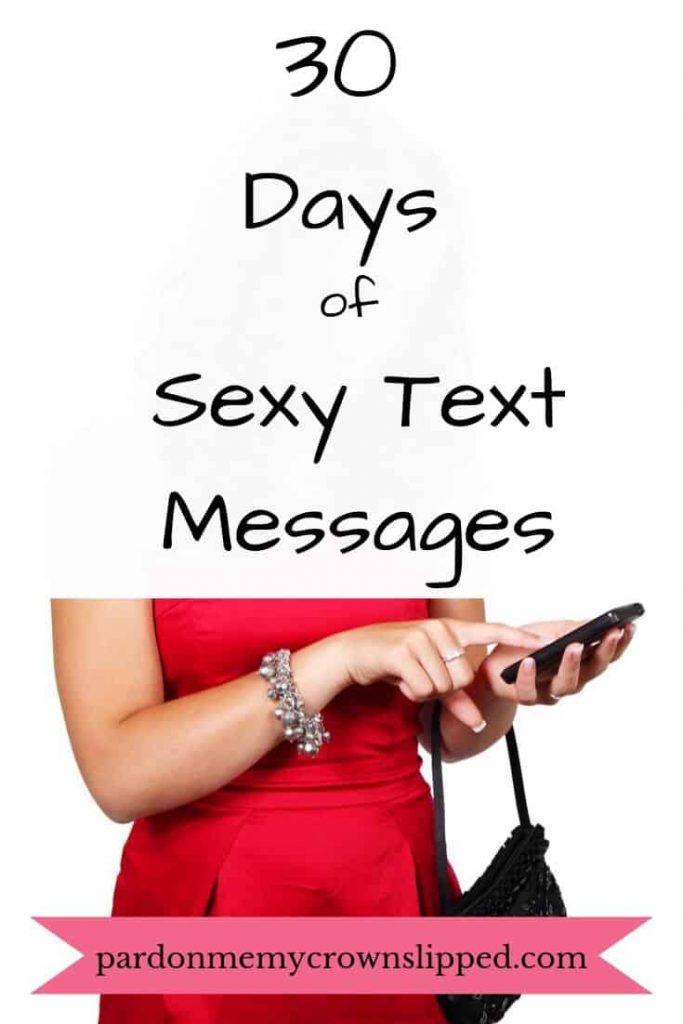 woman texting with text overlay of 30 days of sexy text messages