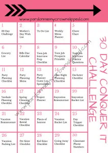 Check out our 30 days of free printables starting with this create your own diy 30-day challenge printable to conquer the hassle in your castle.