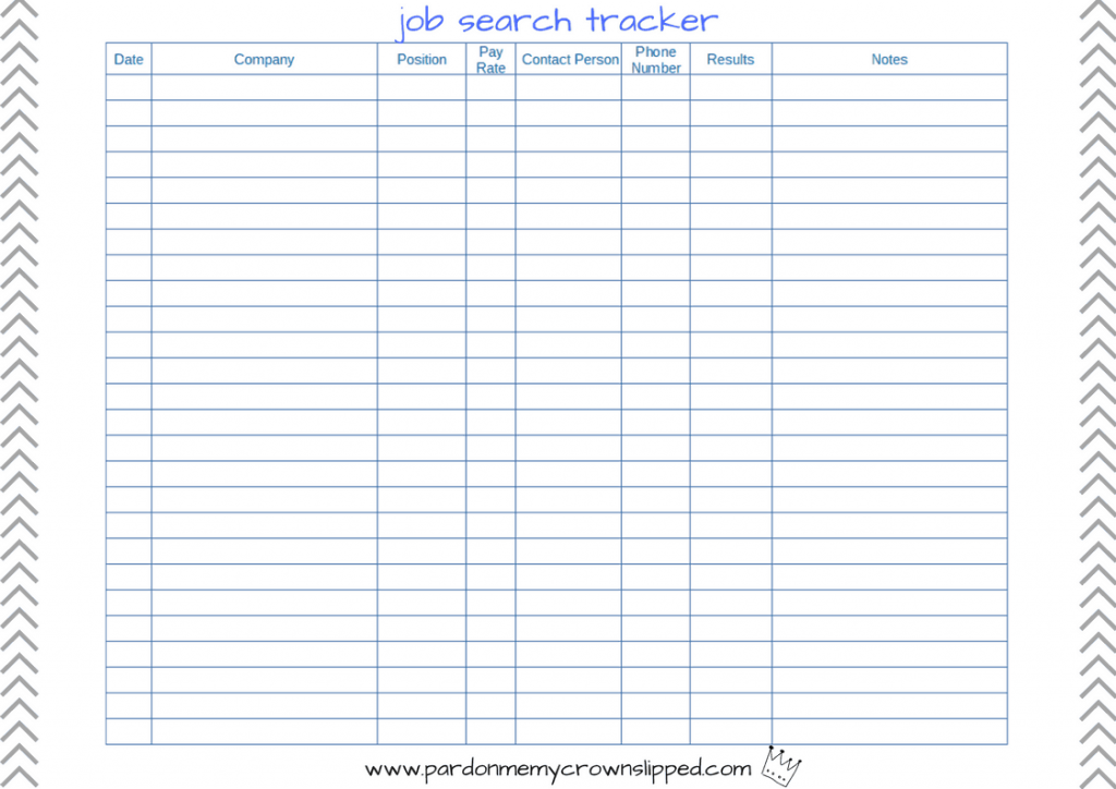 Job Search Tracker Printable