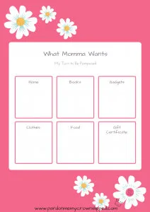 Get the Mother's Day Wish List Printable. Get what you really want by filling out a wish list. It's day 2 of the 30 days of printables.