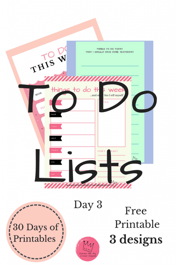 Need a great to do list printable for either every day or a whole week? Click here to get 3 pretty printables