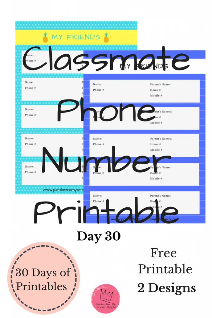 Keep track of all those kids phone numbers before summer play dates start.