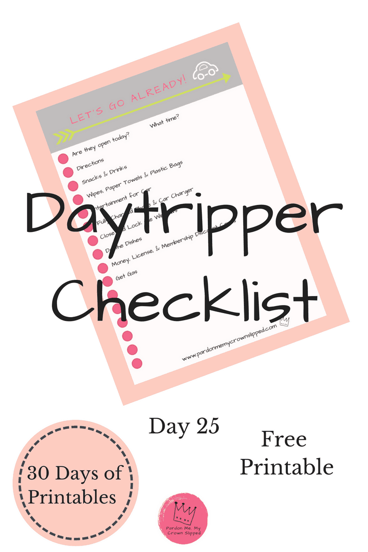 Day Trip Checklist Printable 2023