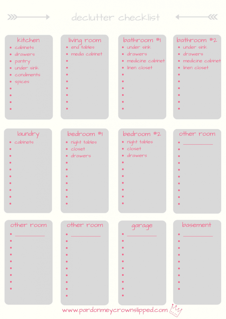 Free Printable Declutter Checklist Start Tossing Today
