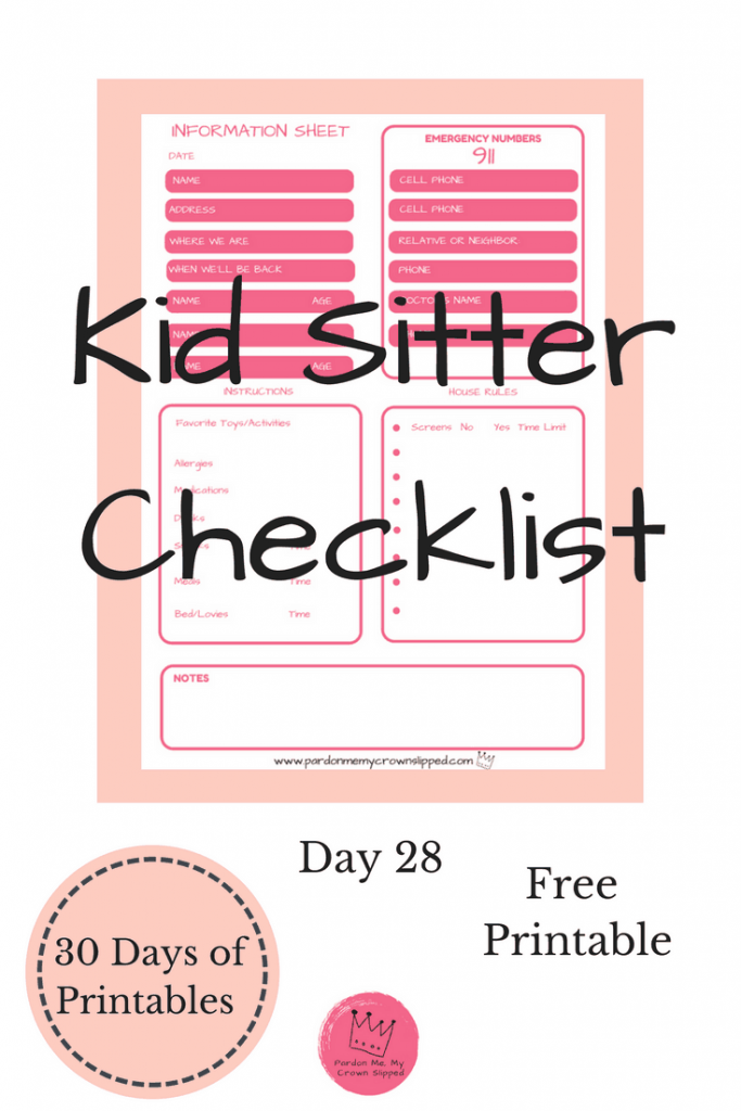 Make sure your sitter has all the important info they need with this handy printable
