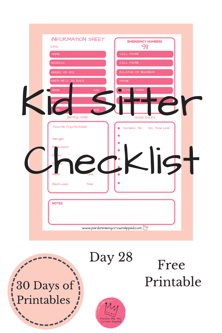 FREE Babysitter Checklist Printable 2022