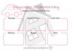 Whether it's necessity or choice staycations can be fun. Use this staycation printable to get creative as to what you want to do