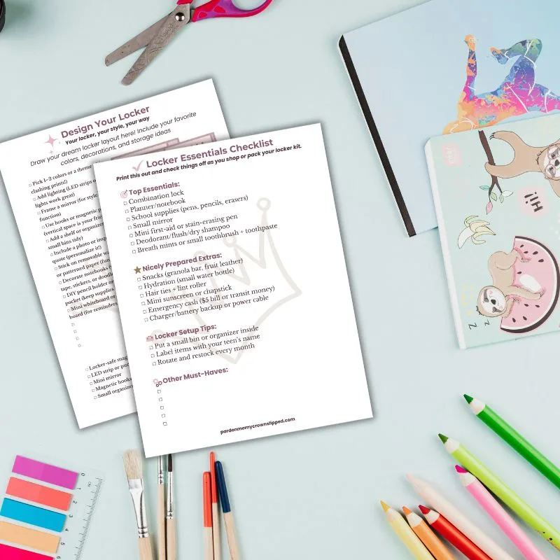 locker essentials + style kit teen printable tween locker printable