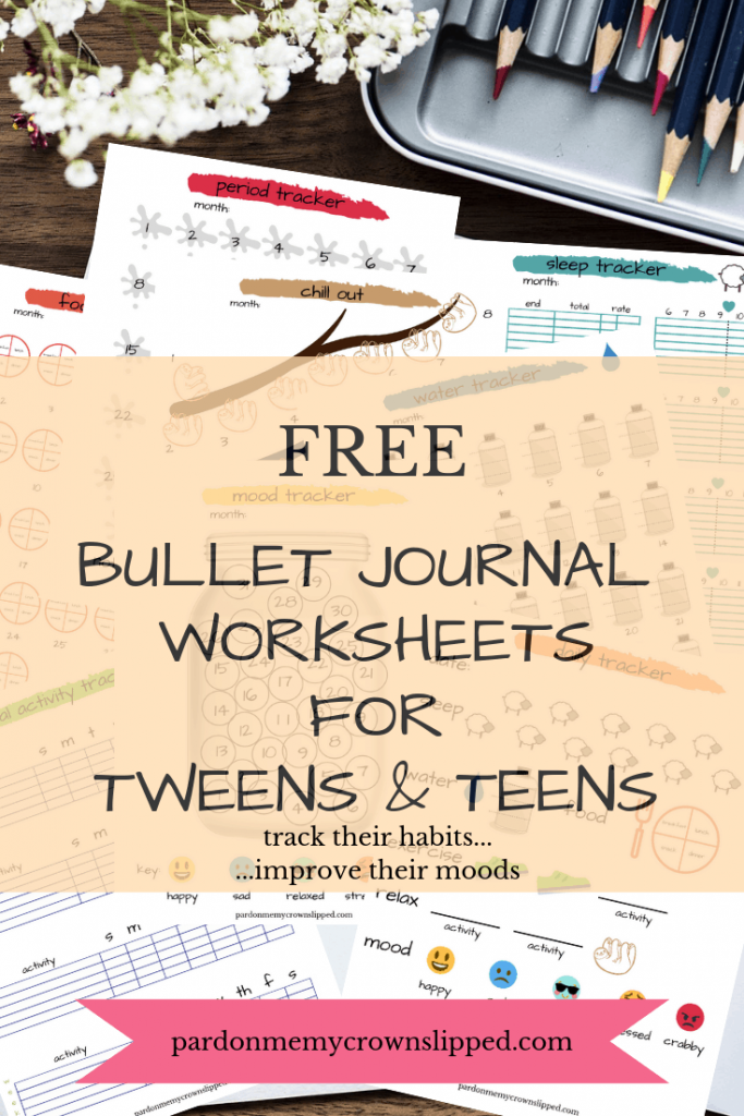 Use these bullet journal tracking sheets to watch patterns emerge and learn mood triggers. See the link between daily habits and mood. Gives kids a chance to learn how to take an active role in how they feel. See how self-care is not only okay, but essential. #bulletjournal #tweens #teens #parenting