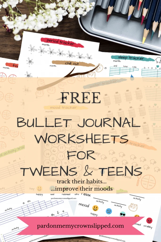 Use thes bullet journal tracking sheets to watch patterns emerge and learn mood triggers. See the link between daily habits and mood. Gives kids a chance to learn how to take an active role in how they feel. See how self-care is not only okay, but essential. #bulletjournal #tweens #teens #parenting