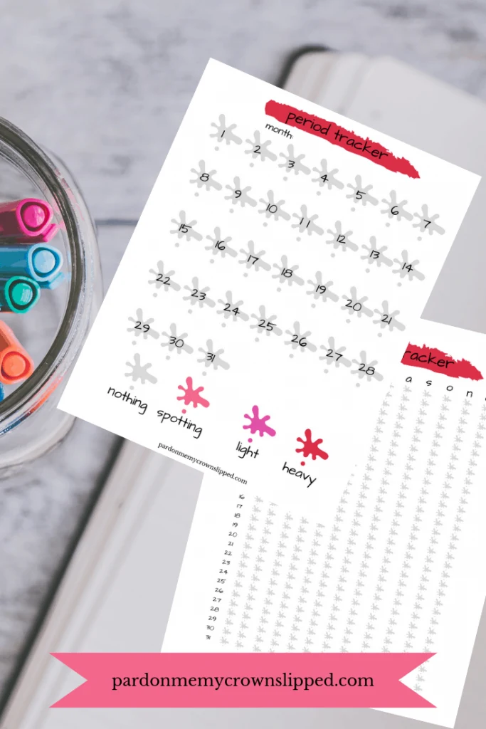 Free Printable for tracking your period by the month or the year. #bulletjournal #period #teen #tween