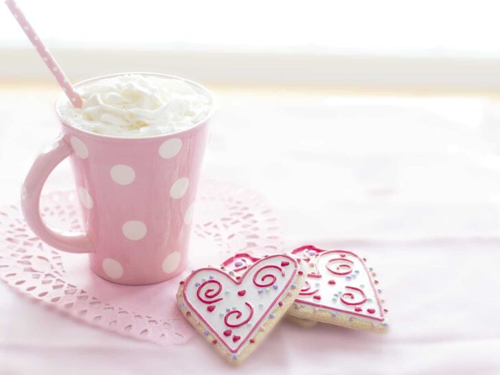 valentine cookies and cocoa