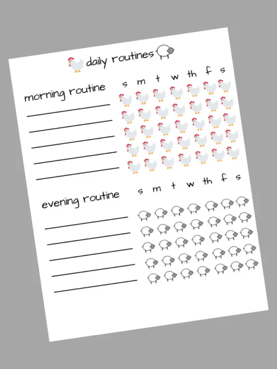 Daily Routine Printable for tracking morning and evening routines