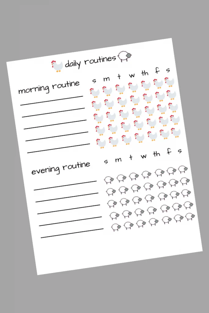 Daily Routine Printable for tracking morning and evening routines