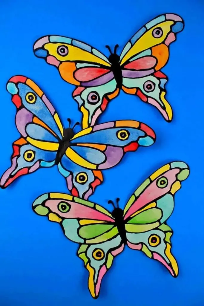 faux stained glass butterflies