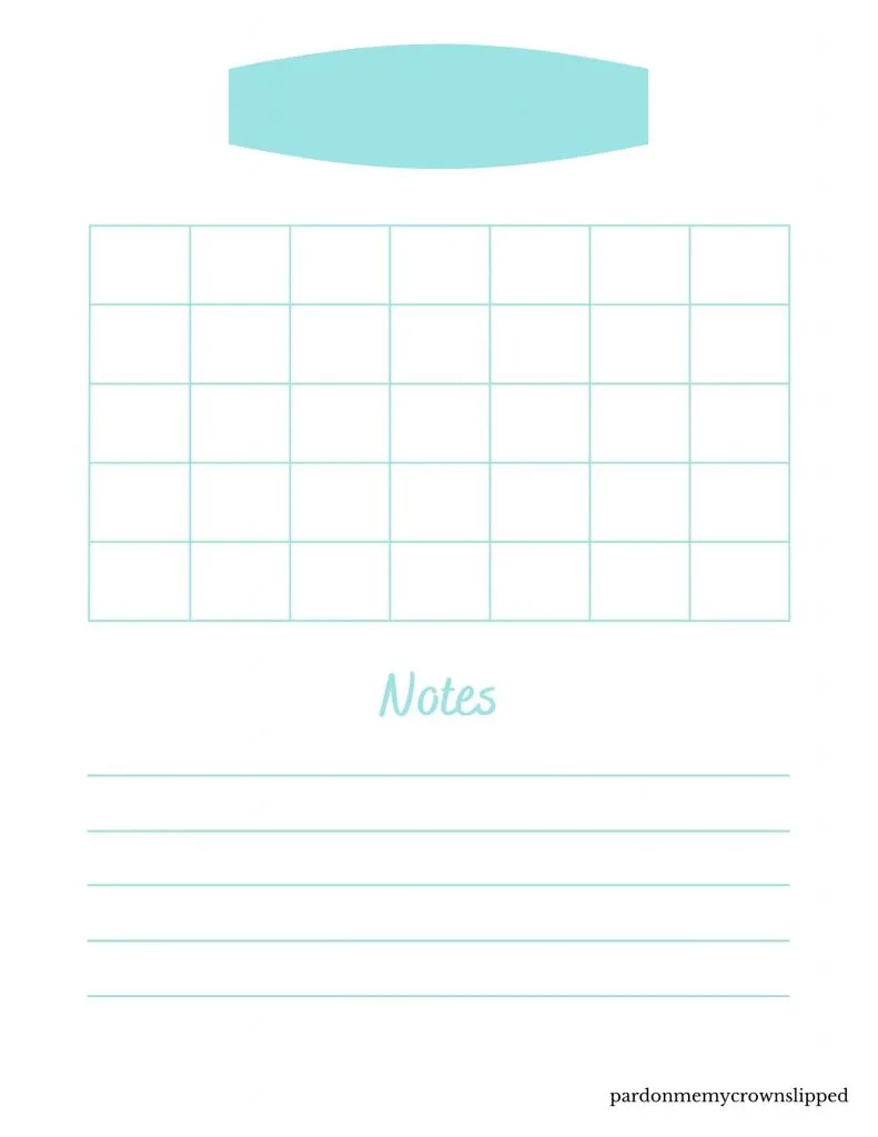 teal calendar