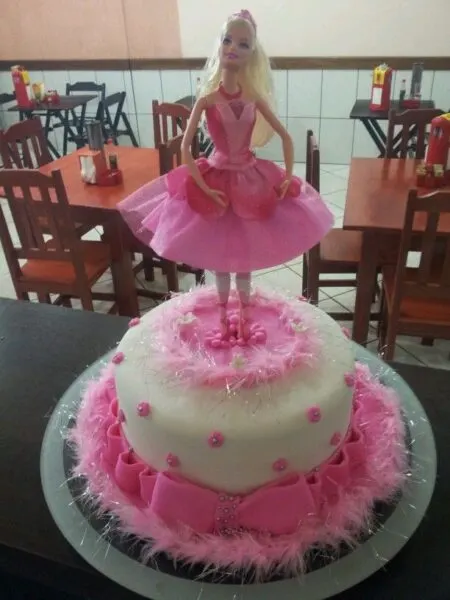 Barbie cake with boa feathers