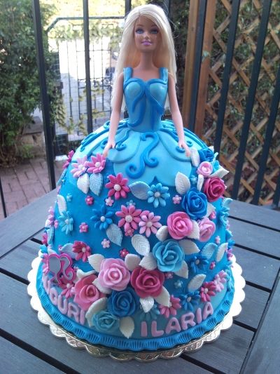 Blue Barbie Doll Cake