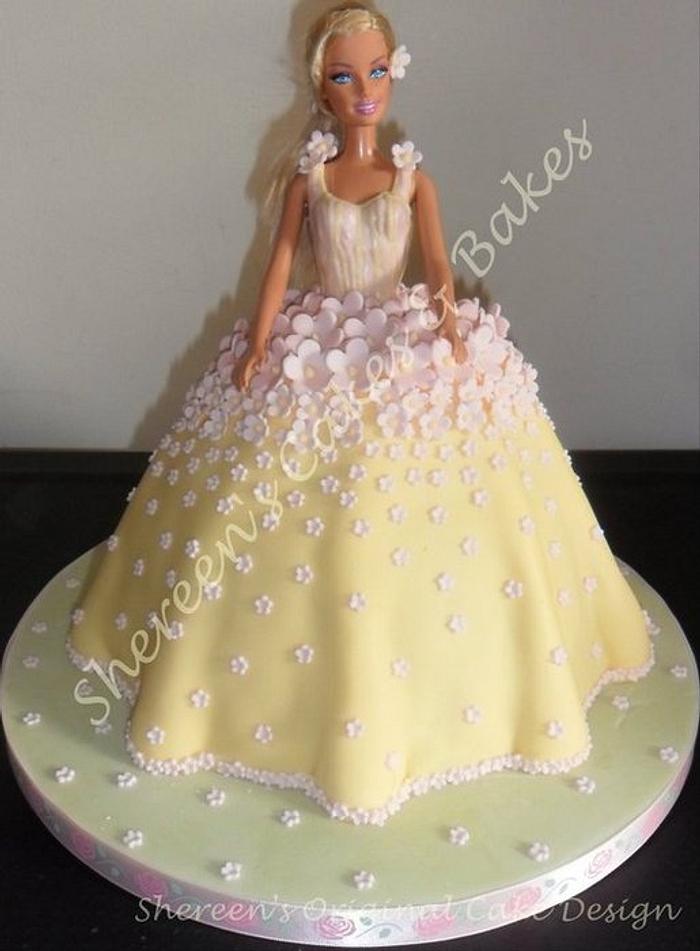 Yellow Dress Barbie Doll Cake