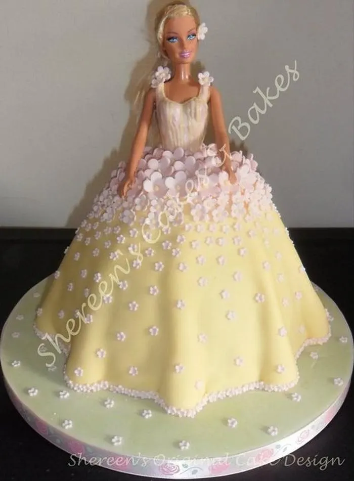 Yellow Dress Barbie Doll Cake