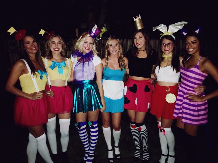 Alice in Wonderland Group Costume, Girl Group Costume, Cheshire Cat, Queen of Hearts Costume, Tweedle Dee and Tweedle Dum Costume, Mad Hatter Costume, Nivens McTwisp, The White Rabbit costume