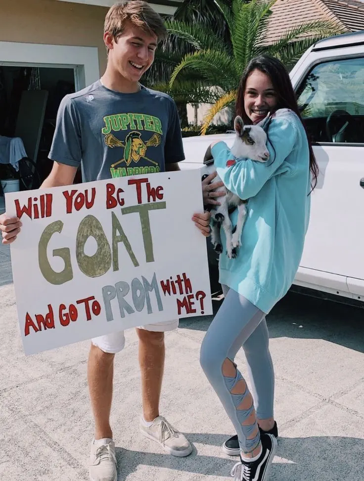 Goat promposal, animal promposal idea