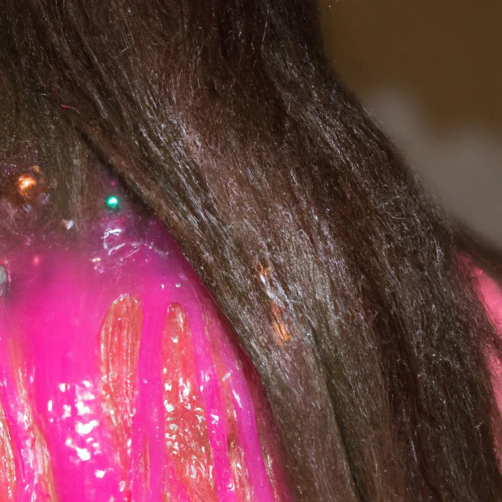 pink slime stuck in blonde hair