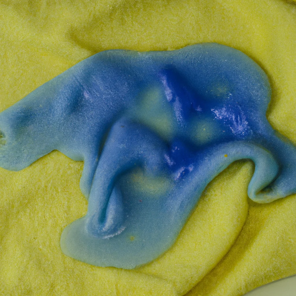 yellow cottong stained with blue craft slime