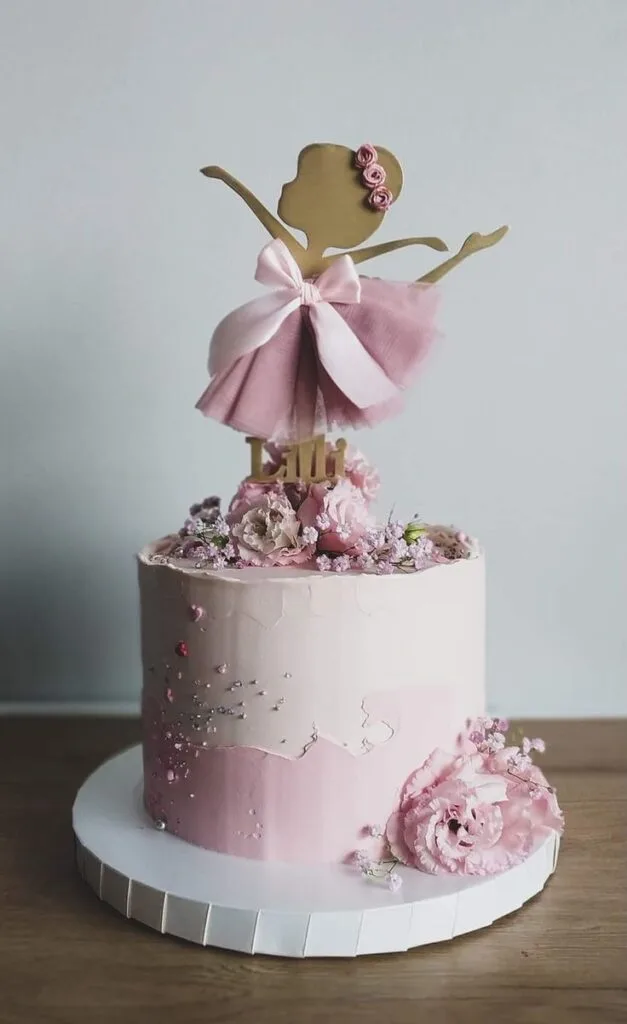 pink cake for girl ballerina cake