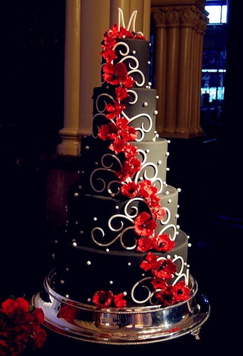 red and black wedding cake