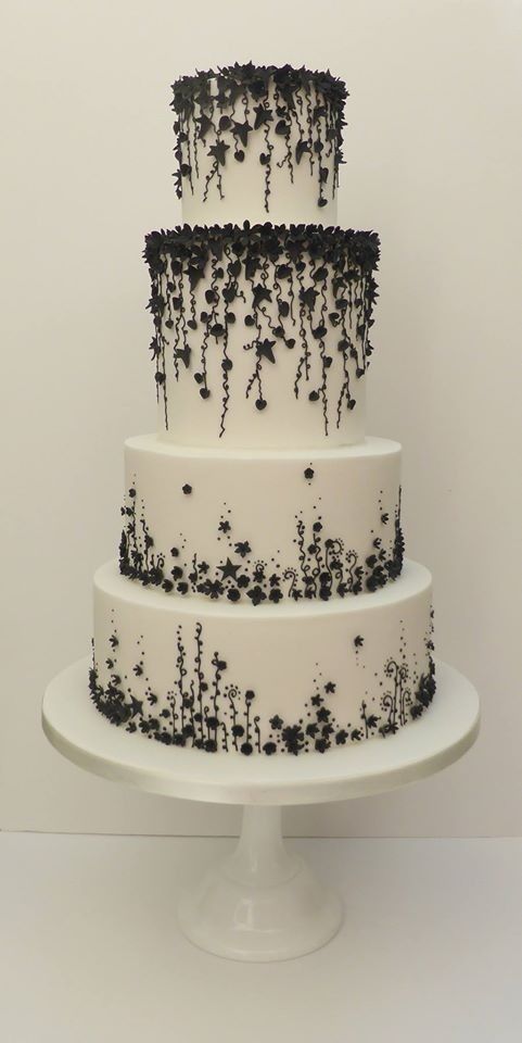 white and black cake