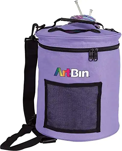 ArtBin 6807SA Yarn Drum, Portable Knitting & Crochet Storage, [1] Poly Canvas Tote Bag, Periwinkle