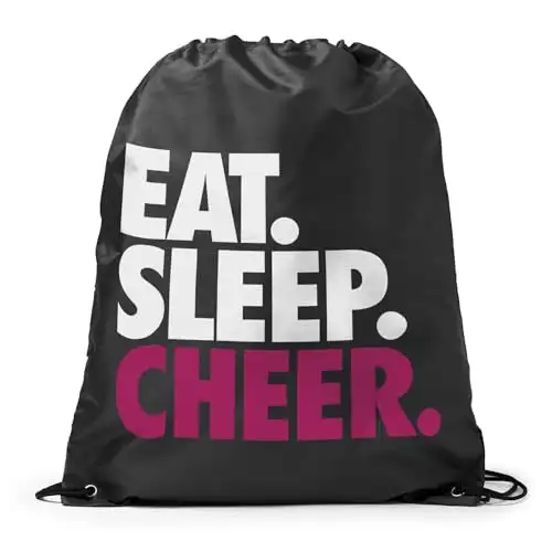 Cheerleading Sport Pack Cinch Sack | Eat Sleep Cheer | Black