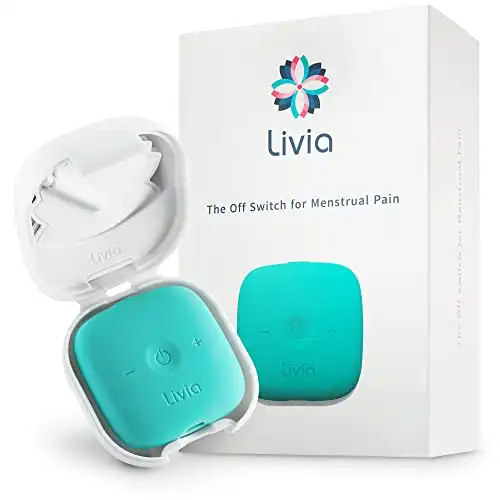 Livia Menstrual Pain Relief Device, Blue-Green - The Off Switch for Period Pain - Portable Unit with Stick-on Pads for Period Cramps - Rechargeable - Up to 12 Hours Battery Life - Complete Kit