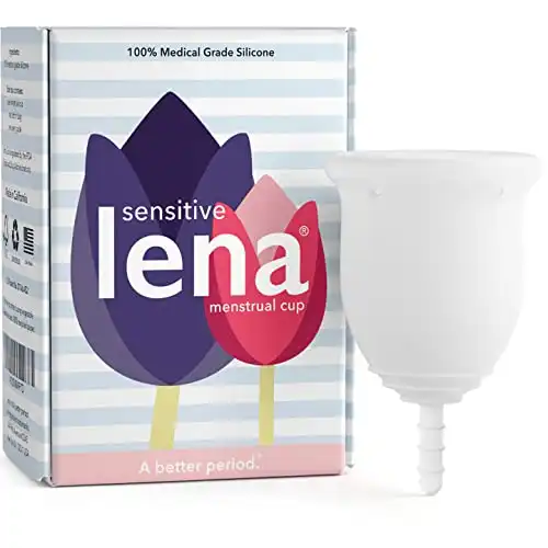 Lena Sensitive Menstrual Cup | Large, Clear, No Dyes | Soft Reusable Period Cup | Postpartum Cup | Experienced Users | Super Heavy Flow | Tampon, Pad, and Period Disc Alternative