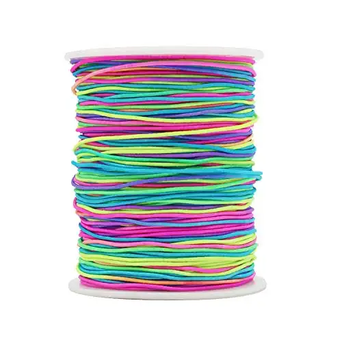 1mm Elastic String for Bracelets, 328 Feet Rainbow Stretchy Beading Cord