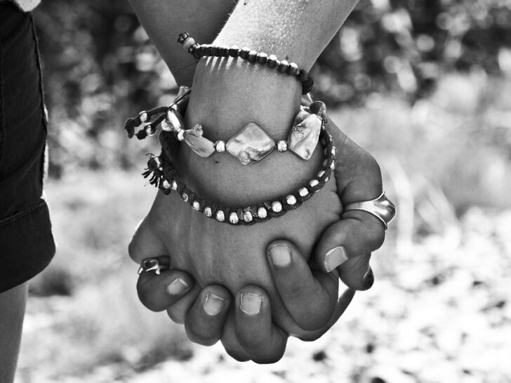 Date Ideas for Teens, black and white photo of holding hands