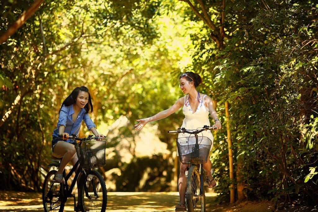 family activity, riding bikes