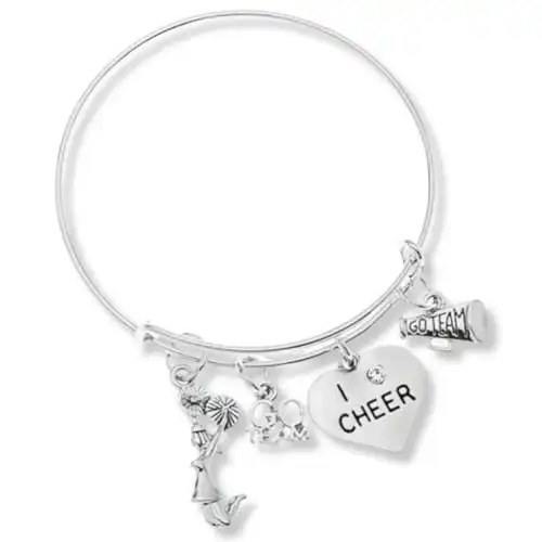 Infinity Collection Cheer Bracelet- Cheerleading Bracelet- Adjustable Cheerleader Charm Bangle Bracelet- Cheer Jewelry - Gift For Cheerleaders & Cheer Coaches