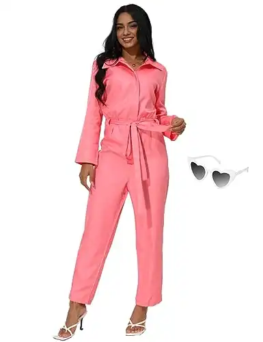 Pink Jumpsuit 70s 80s Outfits for Women One Piece