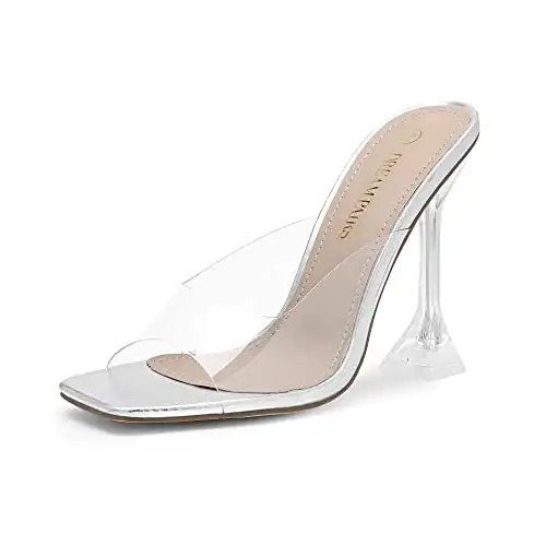 Clear Heels Square Toe High Stiletto Mules