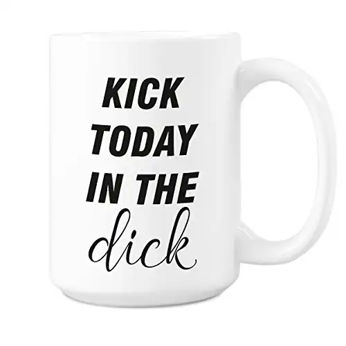 WeGotGood Kick Today In The Dick Mug Funny Dicks Gag Gift Coffee Mugs Cup