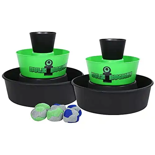 BULZiBUCKET Game by Water Sports - Beach, Tailgate, Camping, Yard, and Pool Games- Indoor/ Outdoor Kids Toys - Pool Accessories Perfect for Family Game Night (Green/Black)