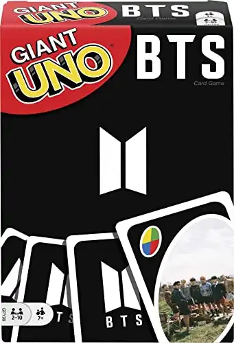 Mattel Games Giant UNO BTS Card Game with 108 Cards Based on BTS Global Superstars Global Boy Band, Gift for Boys and Girls Age 7 Years & Older