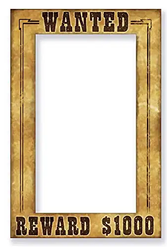 Wanted Photo Booth Fun Selfie Frame Western Party Supplies