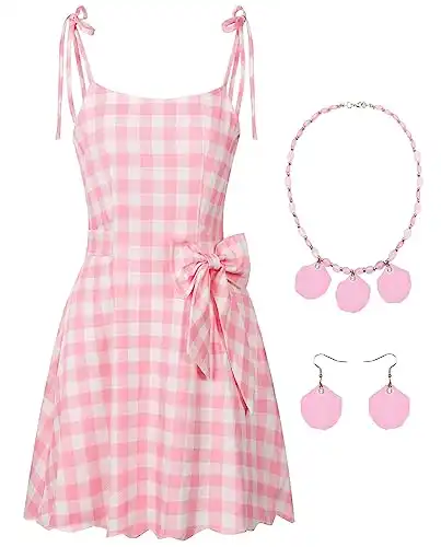 Women Costume Dress Outfit Adult Pink w/accessories