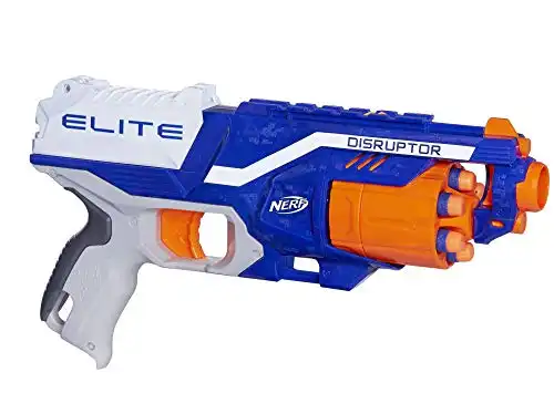 Nerf Disruptor Elite Blaster - 6-Dart Rotating Drum, Slam Fire, Includes 6 Official Nerf Elite Darts - for Kids, Teens, Adults, (Amazon Exclusive)