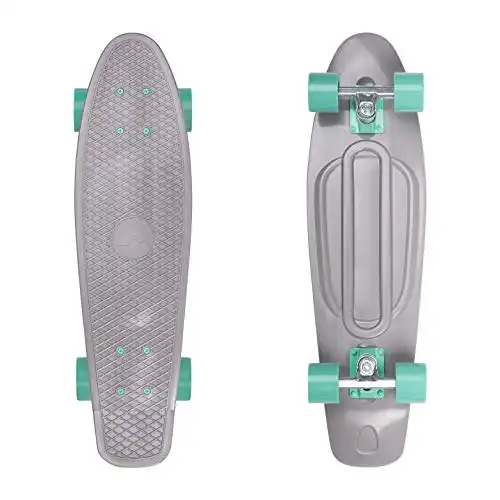 Retrospec Quip Mini Cruiser Skateboard 22.5" and 27" Classic Retro Plastic Cruiser Complete Skateboard with ABEC 7 Bearings and PU Wheels Compact Board with Grippy, Molded Waffle Deck