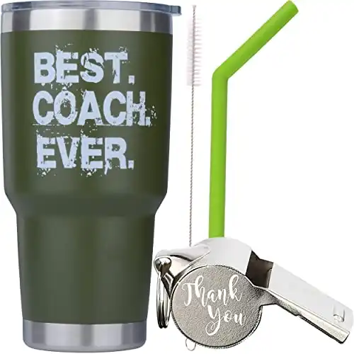 Best Coach Ever Stainless Steel Mug Tumbler with Whistle Set