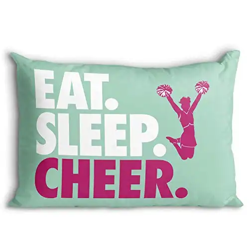 ChalkTalkSPORTS Eat Sleep Cheer Pillowcase | Cheerleading Pillowcase Home Decor | Teal